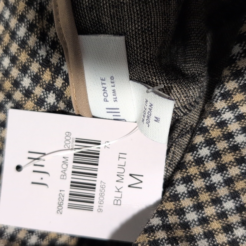 J. Jill Ponte Women's Black and Tan Checkered Slim Leg Pants NWT Size Medium - Picture 4 of 6